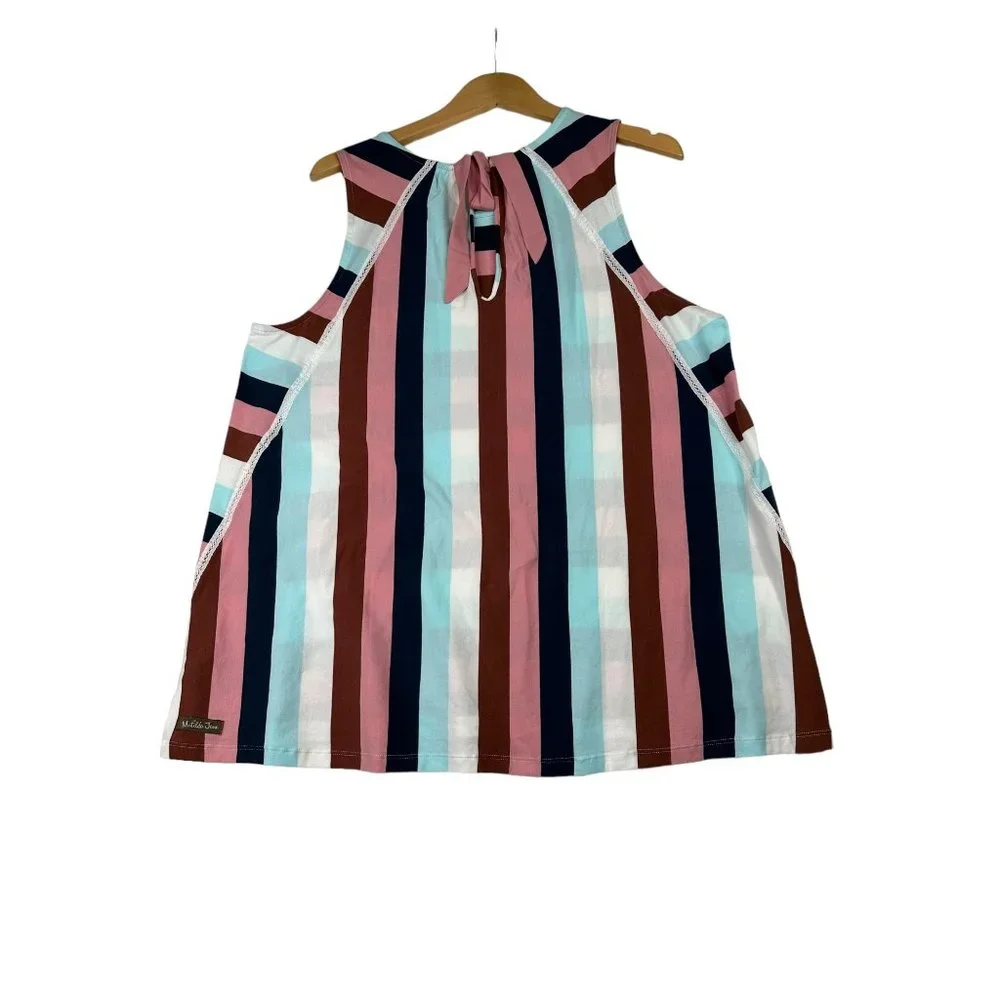 Matilda Jane Striped Tank Bow Back Detail Shirt sz Lg‎ Multicolor_6